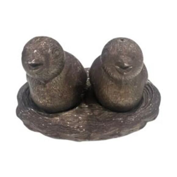 1960s Silver Plated Birds in a Nest Salt & Pepper Shakers - Picture 2 of 11